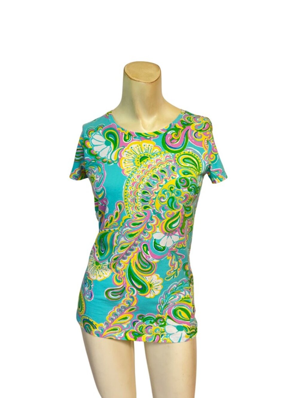 Lilly Pulitzer Karrie Short sleeve Tee Top Shortly Blue Double Trouble XS